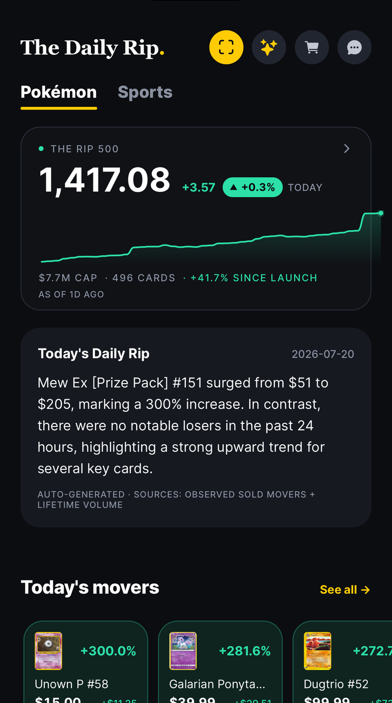 The Daily Rip home screen